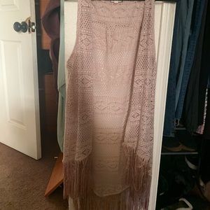 fringe sleeveless cardigan